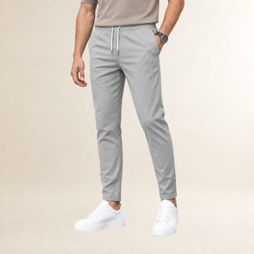 Men's Slim Fit Drawstring Trousers with Tapered Leg and Side Pockets
