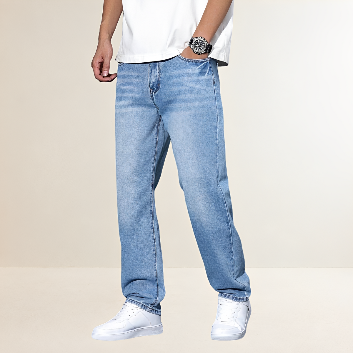Men's Straight Leg Jeans - Casual Fit, Classic Design