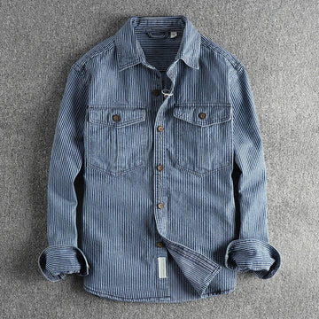 Men's Striped Shirt with Long Sleeves and Button Closure - Regular Fit