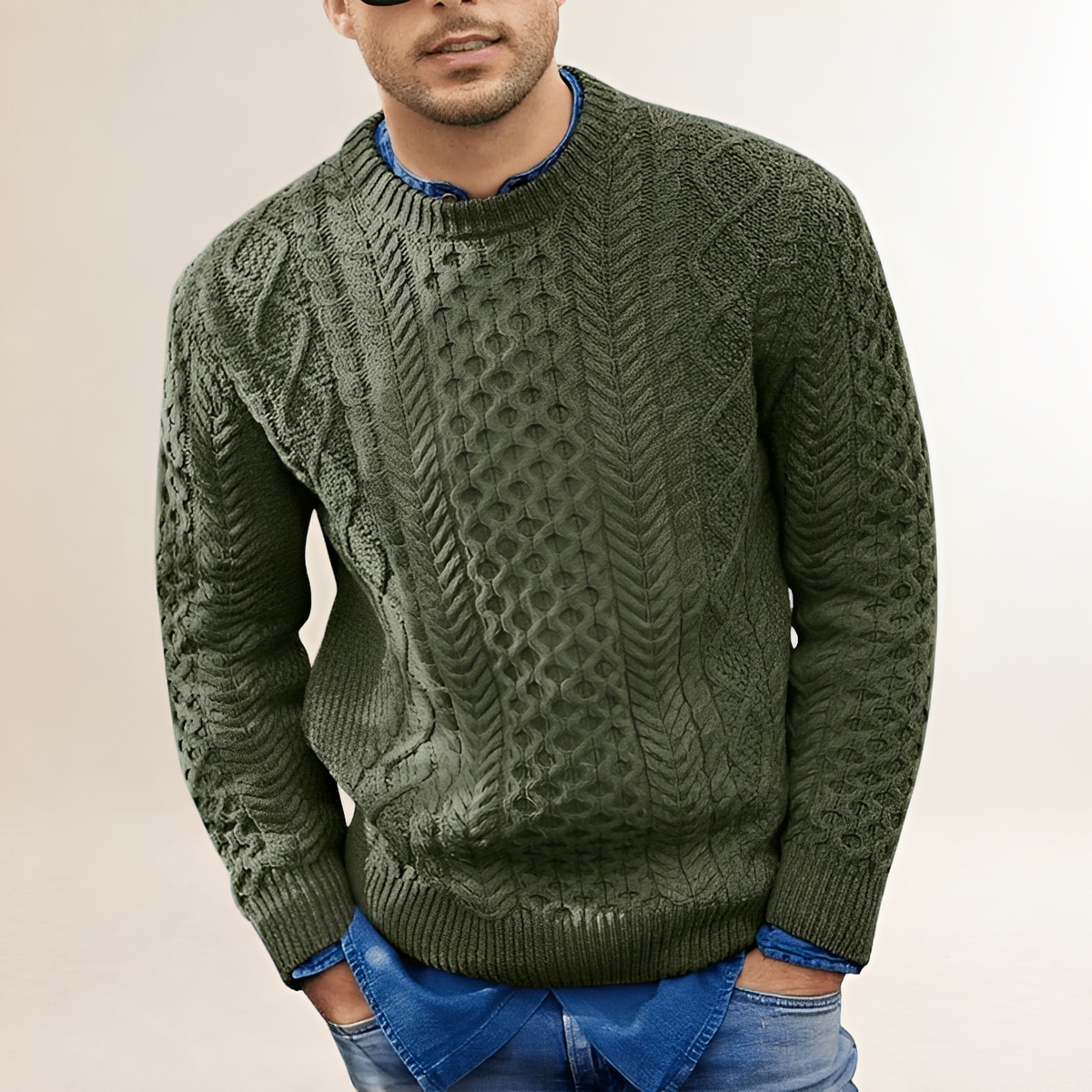 Men's Sweater - Textured Design, Crew Neck, Regular Fit, Casual Style