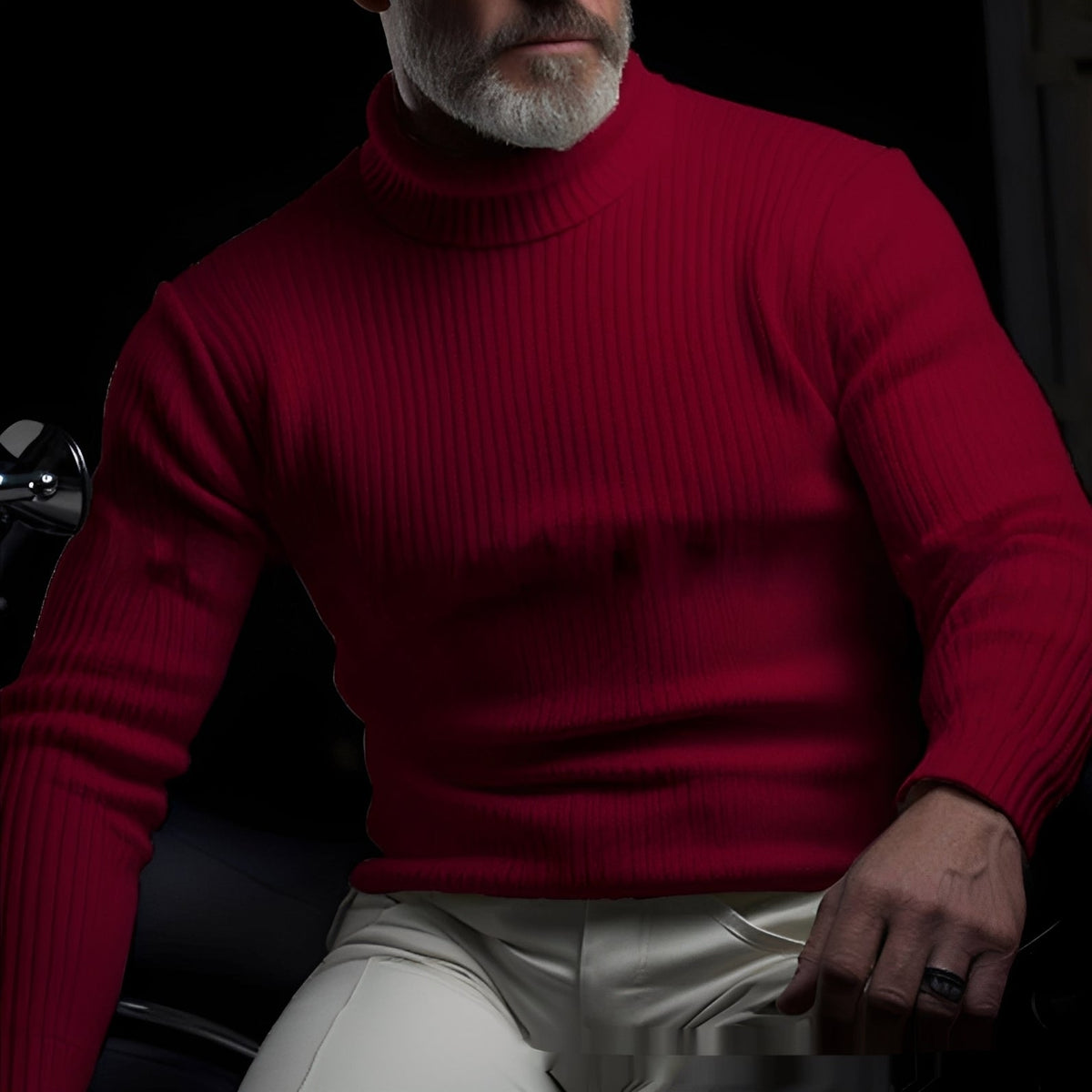 Men's Sweater Turtleneck Ribbed Design - Regular Fit