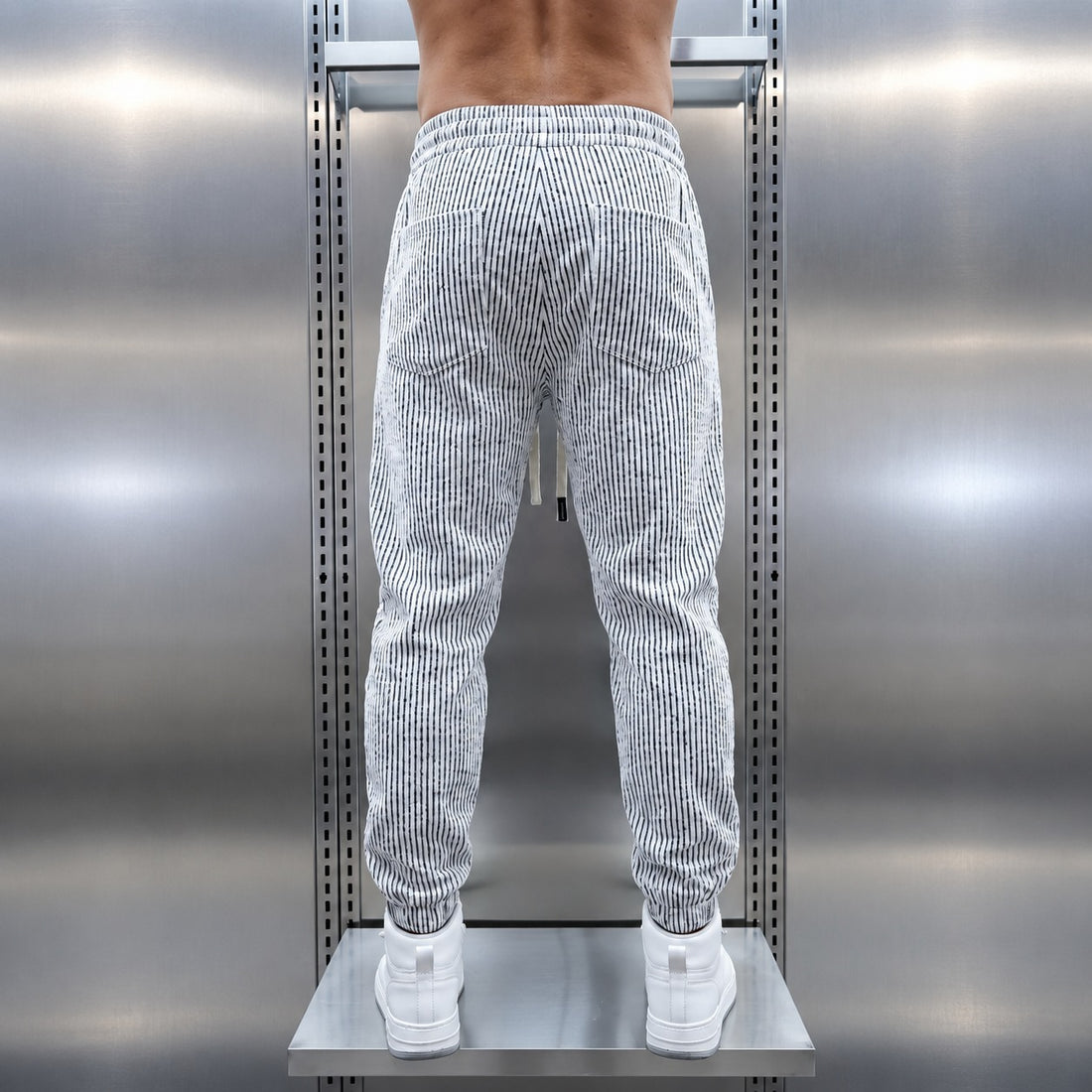 Men's Tapered Jogger Pants with Elastic Drawstring Waist - Modern Fit, Textured Design