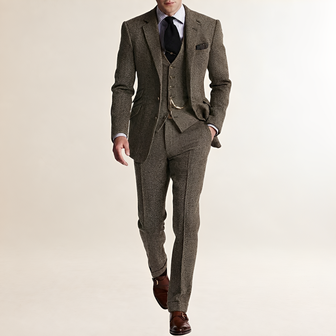 Men's Three-Piece Suit - Tailored Fit Blazer, Waistcoat, and Trousers
