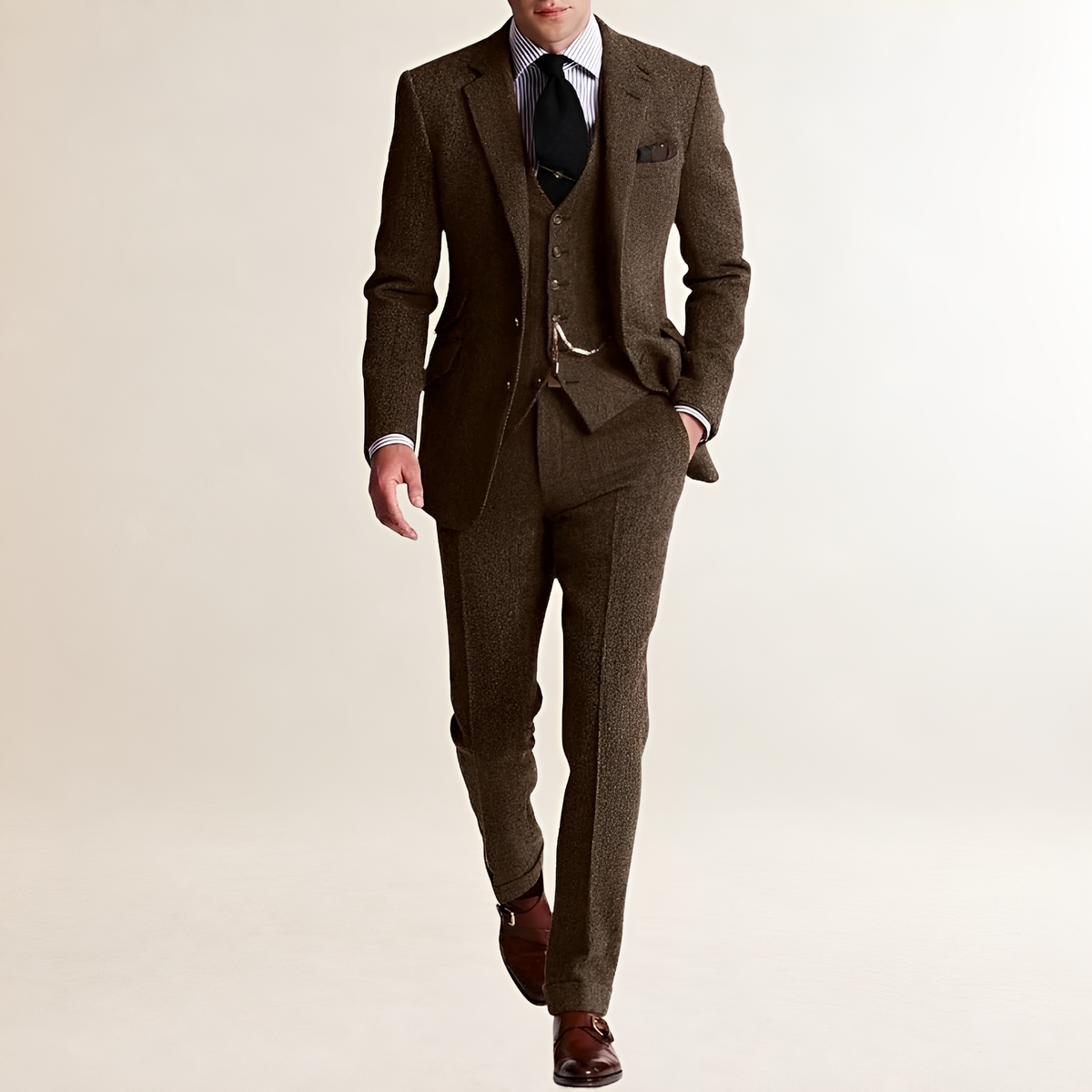 Men's Three-Piece Suit - Tailored Fit Blazer, Waistcoat, and Trousers