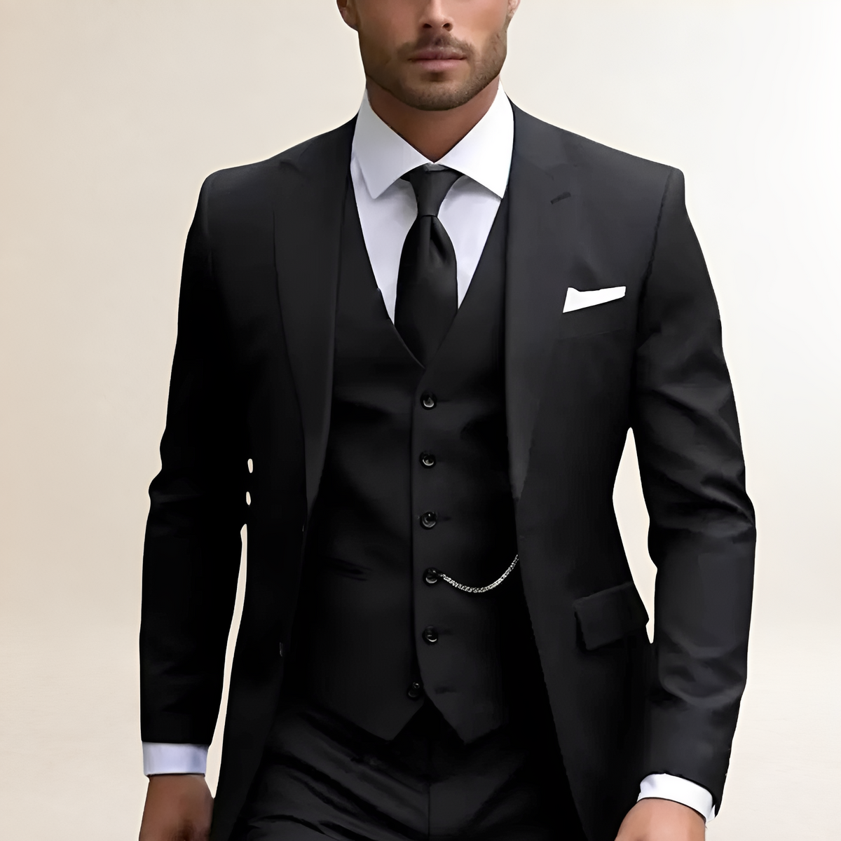 Men's Three-Piece Suit - Tailored Slim Fit Blazer, Waistcoat, and Trousers