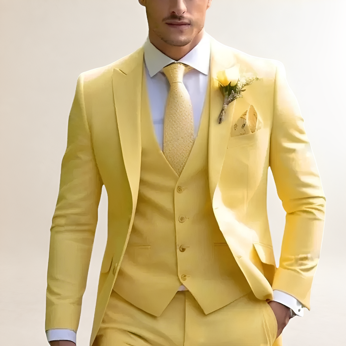 Men's Three-Piece Suit - Tailored Slim Fit Blazer, Waistcoat, and Trousers