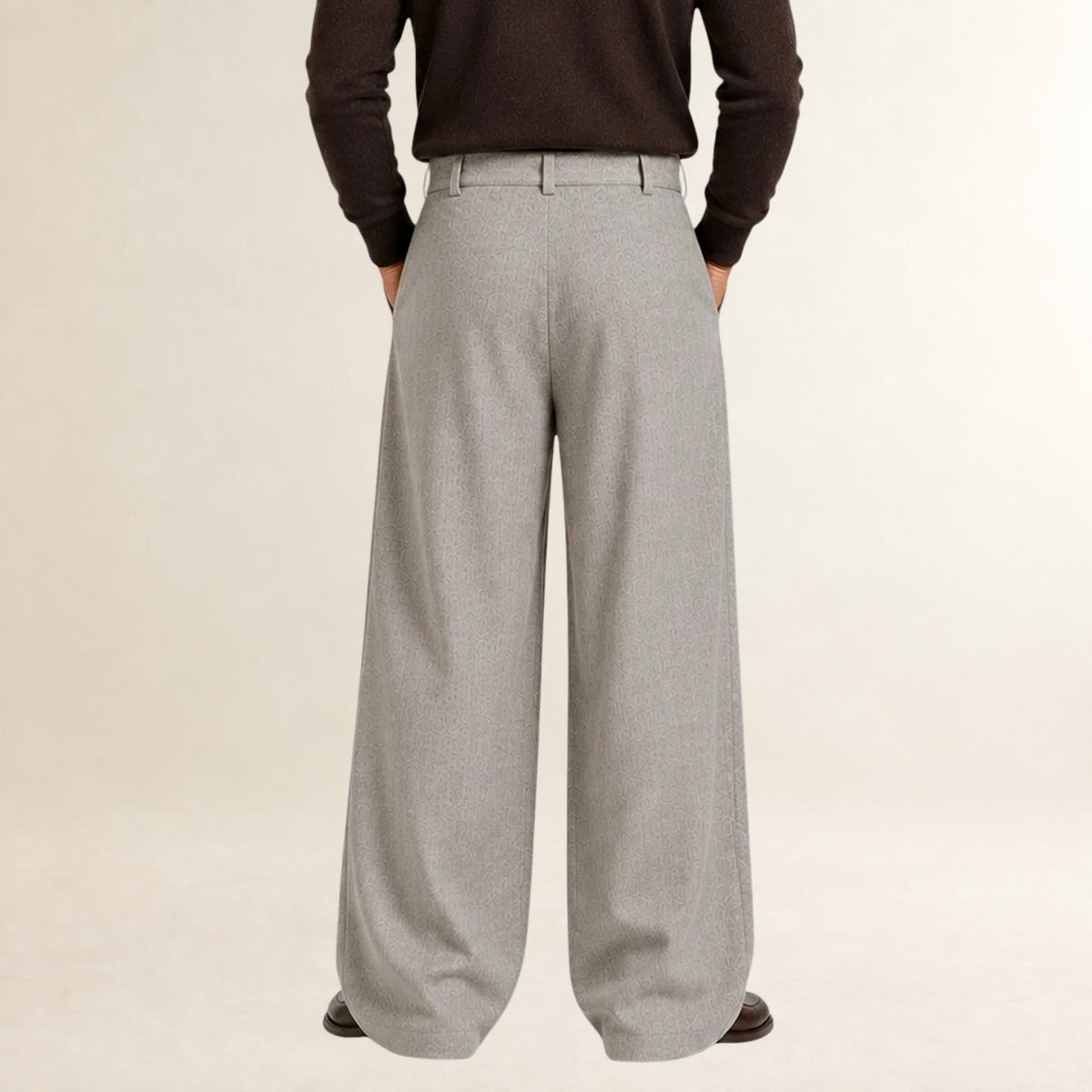 Men's Trousers Wide Leg Pleated with Belt - Tailored Fit