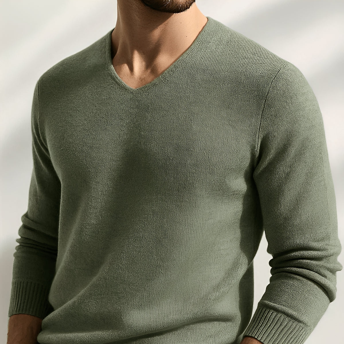 Men's V-Neck Sweater - Classic Fit, Versatile Style