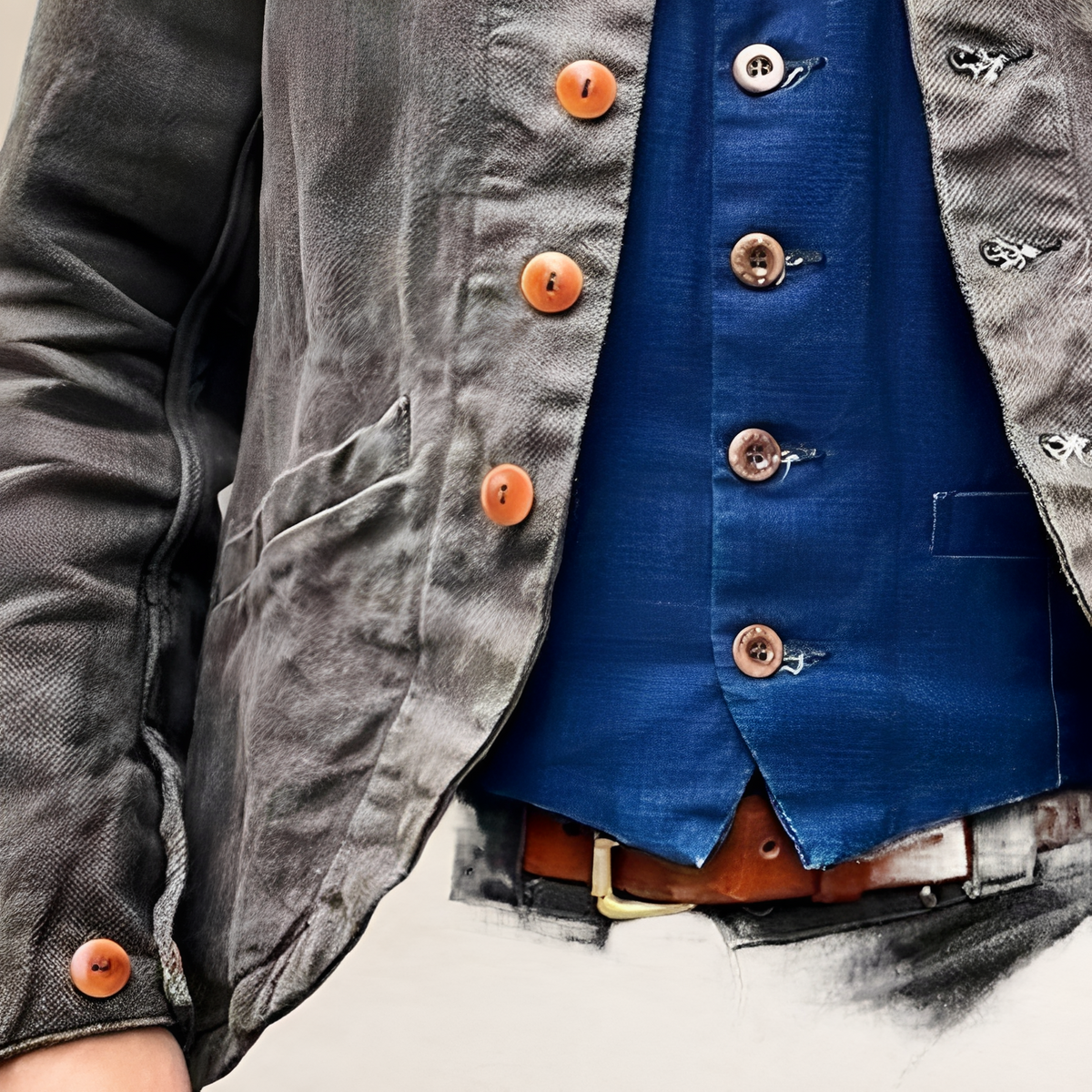 Men's Vintage Button-Up Jacket with Lapel Collar - Regular Fit