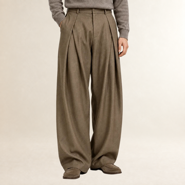 Men's Wide Leg Trousers High Waist Pleated Tailored Fit