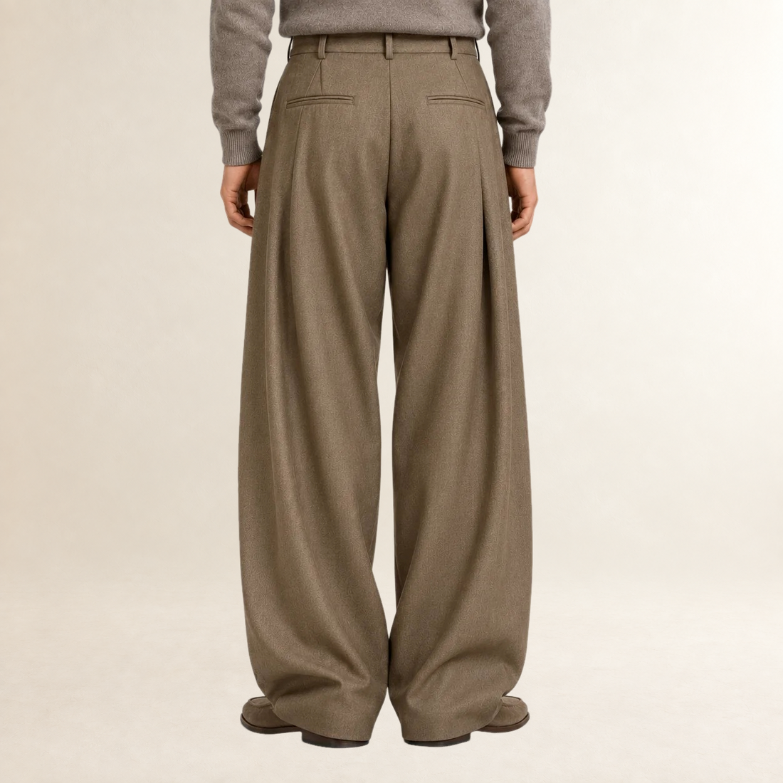 Men's Wide Leg Trousers High Waist Pleated Tailored Fit