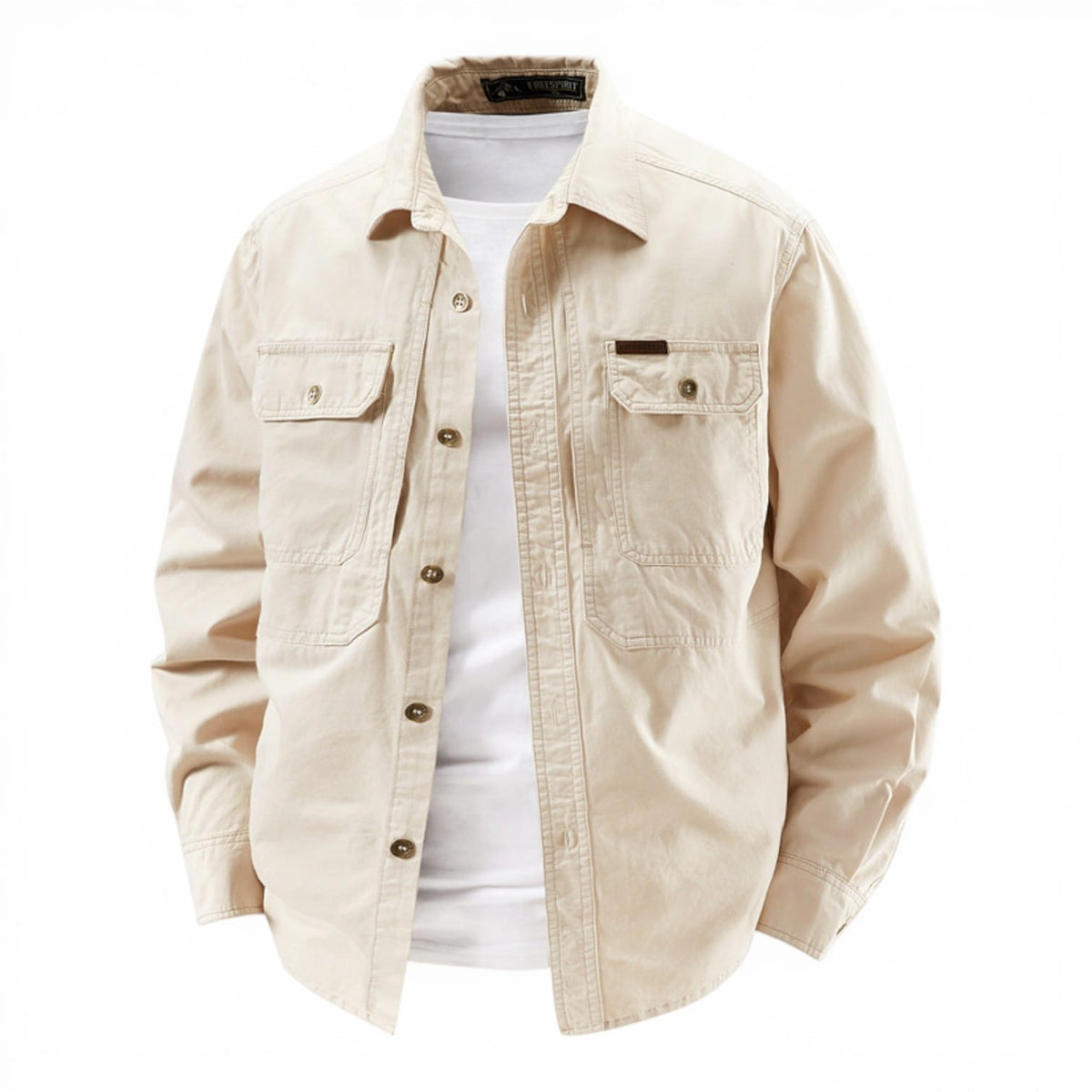 Men's Workwear Shirt with Reinforced Chest Pockets - Button Front, Regular Fit