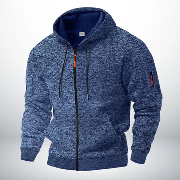 Men's Zip-Up Hoodie with Pockets - Structured Fit, Adjustable Drawstring