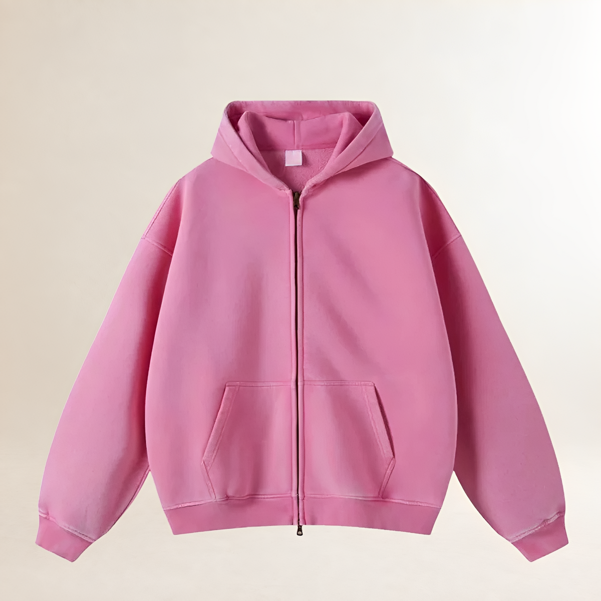 Men's Zipped Hoodie - Oversized Fit, Cozy Hood, Front Pockets