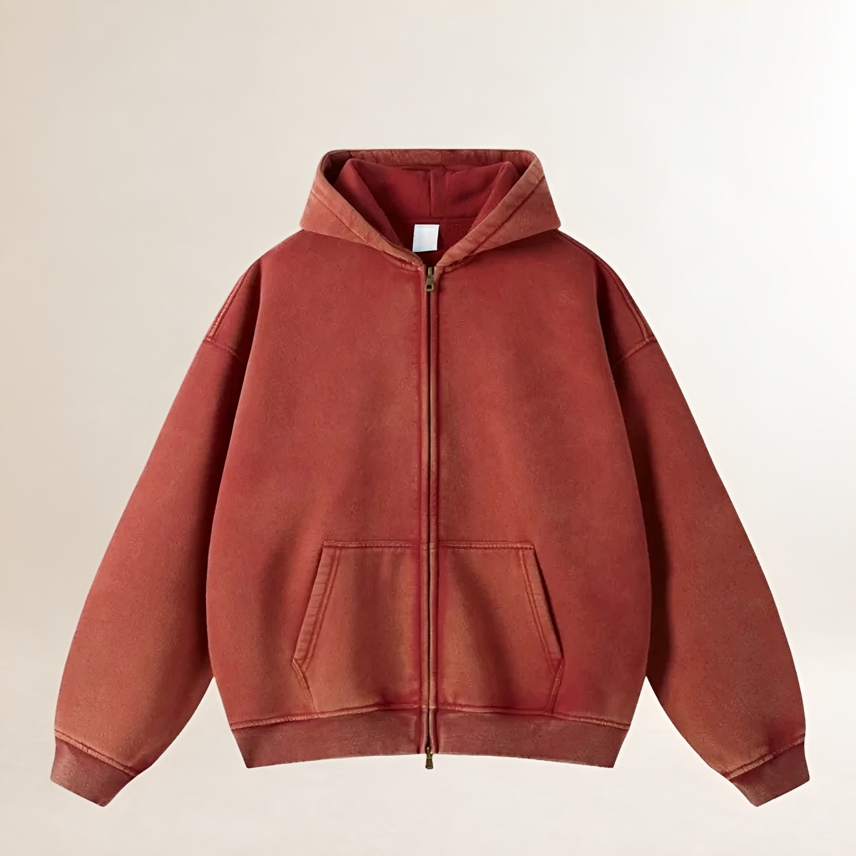 Men's Zipped Hoodie - Oversized Fit, Cozy Hood, Front Pockets