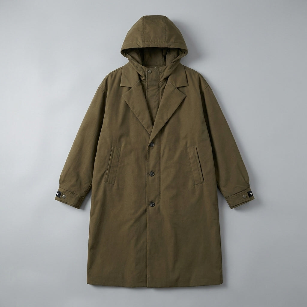 Overcoat for Men - Hooded, Long Length, Tailored Fit, Versatile Design