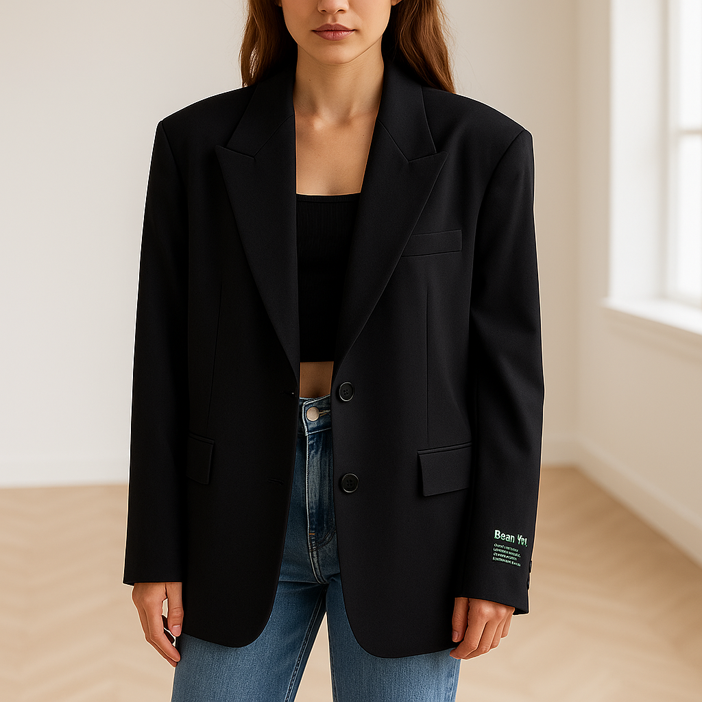 Oversized Blazer for Women - Classic Design with Button Closure and Notched Lapels