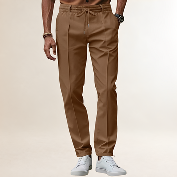 Pants for Men - Elastic Waist with Adjustable Drawstring and Crease Line