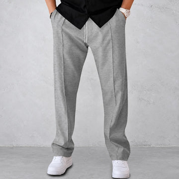 Pants for Men - Pleated Design with Elastic Waist and Side Pockets