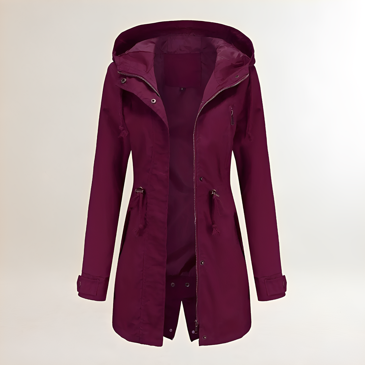 Parka for Women - Hooded, Zipper Closure, Drawstring Waist, Long Sleeve
