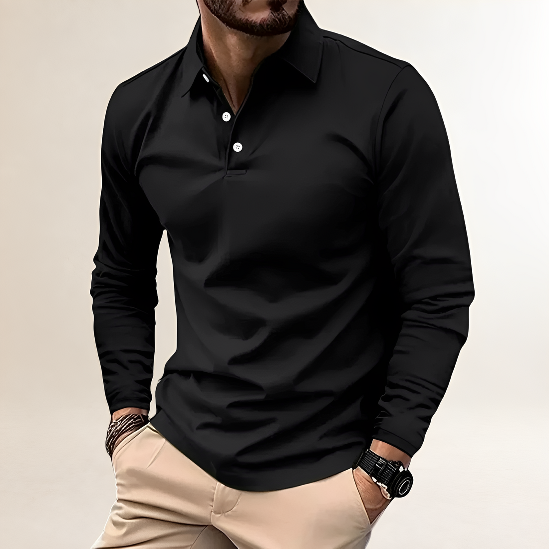 Polo Shirt Men Long Sleeve Classic Collar Slim Fit - Versatile Casual Style