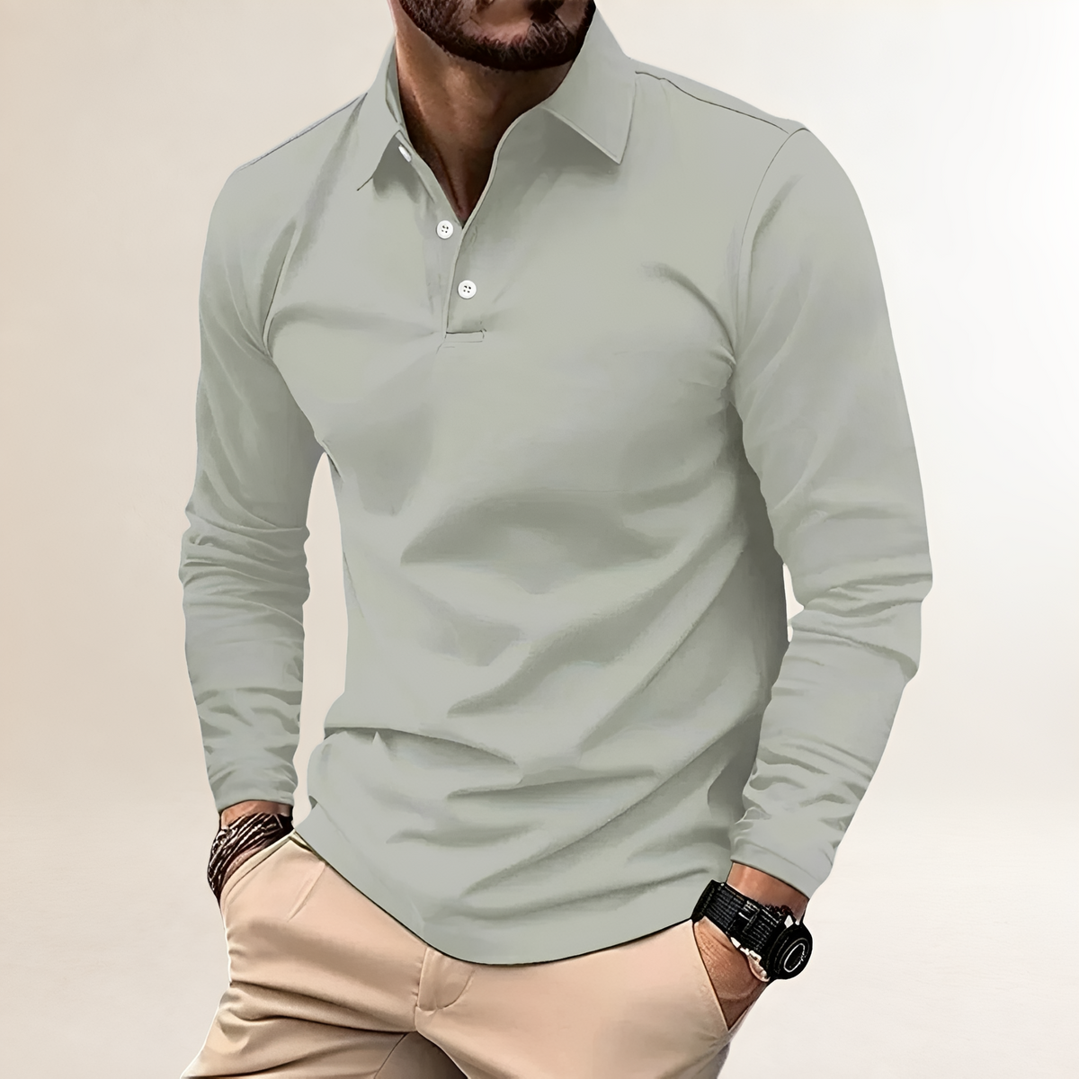 Polo Shirt Men Long Sleeve Classic Collar Slim Fit - Versatile Casual Style