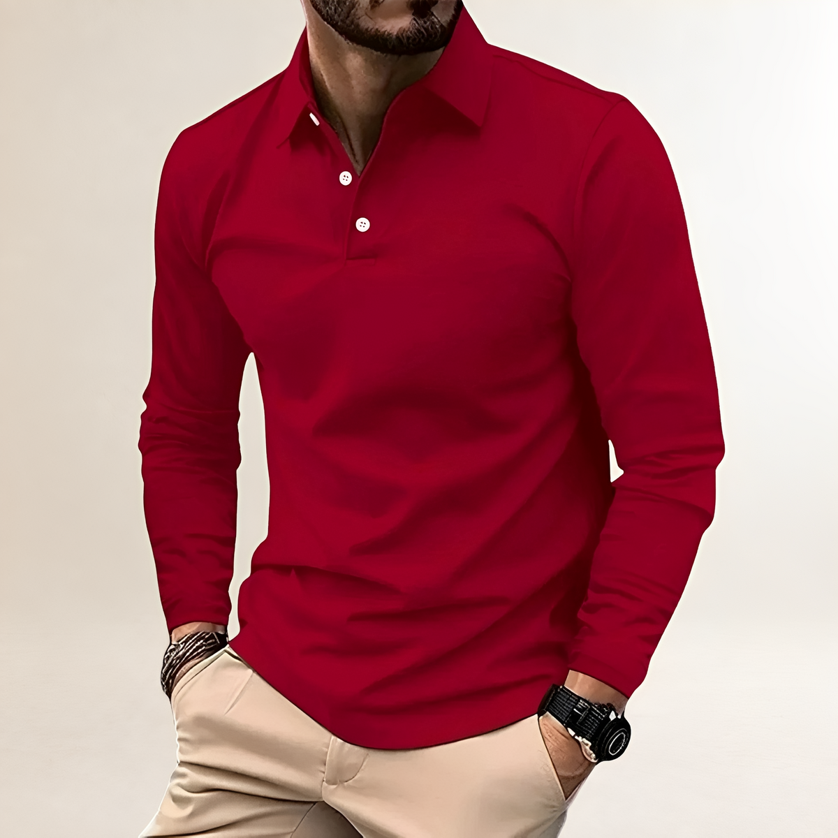 Polo Shirt Men Long Sleeve Classic Collar Slim Fit - Versatile Casual Style