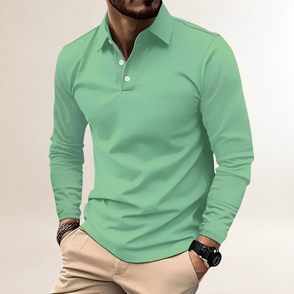 Polo Shirt Men Long Sleeve Classic Collar Slim Fit - Versatile Casual Style