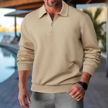 Quarter Zip Sweater for Men - Geometric Pattern, Relaxed Fit, Stylish Design