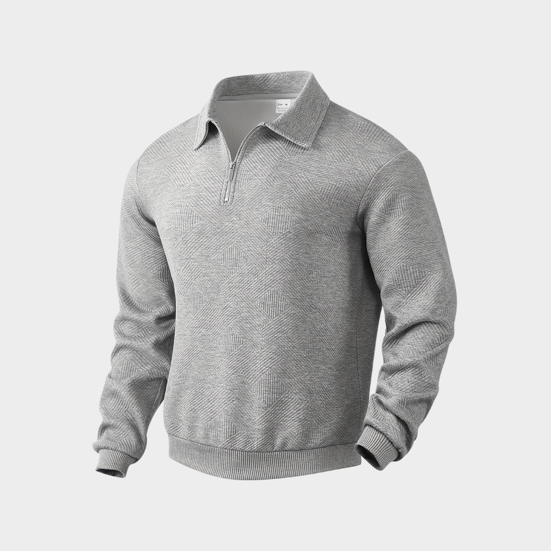 Quarter Zip Sweater for Men - Geometric Pattern, Relaxed Fit, Stylish Design