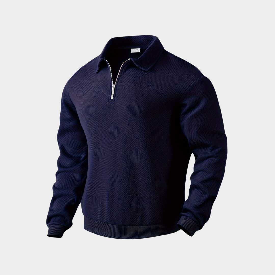 Quarter Zip Sweater for Men - Geometric Pattern, Relaxed Fit, Stylish Design