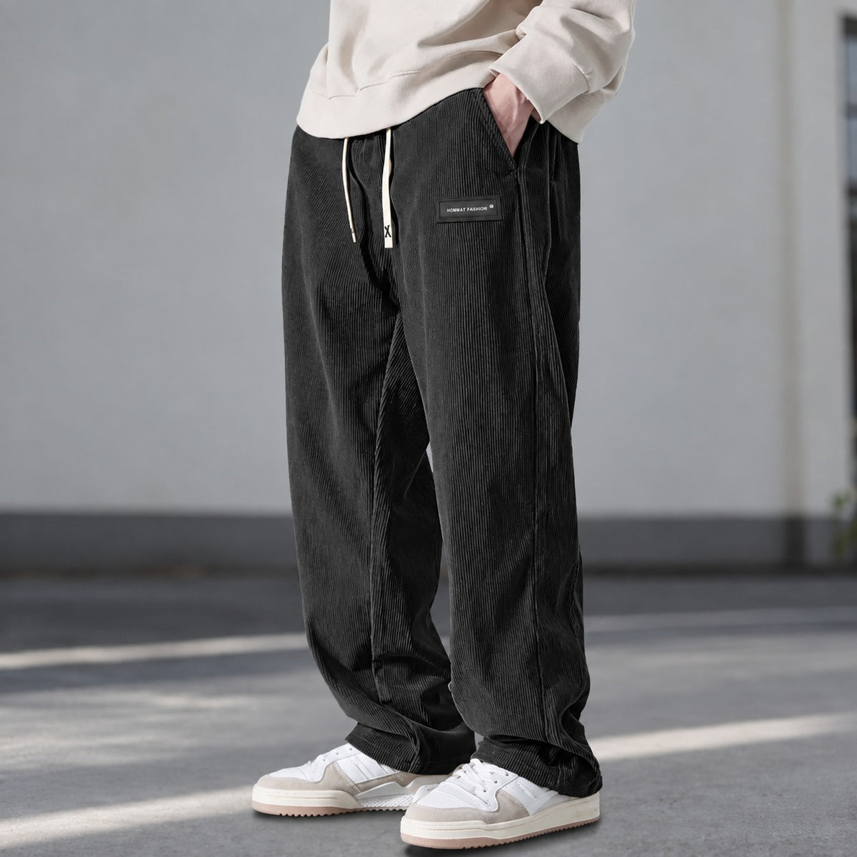 Stylish Pants for Men - Relaxed Fit with Drawstring Waist and Side Pockets