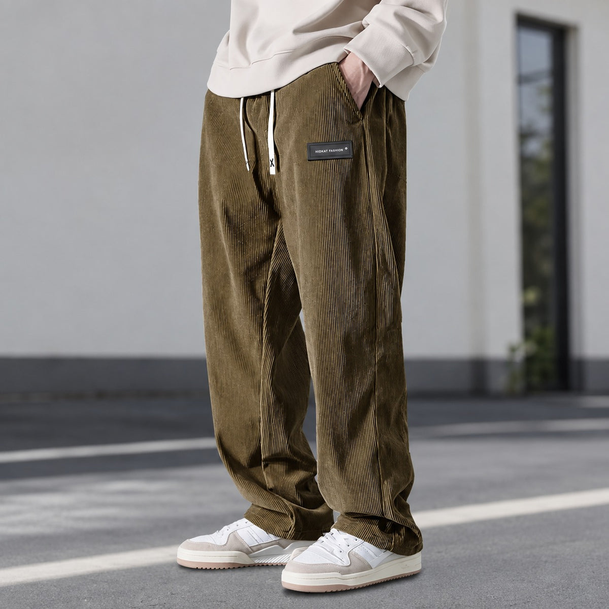 Stylish Pants for Men - Relaxed Fit with Drawstring Waist and Side Pockets