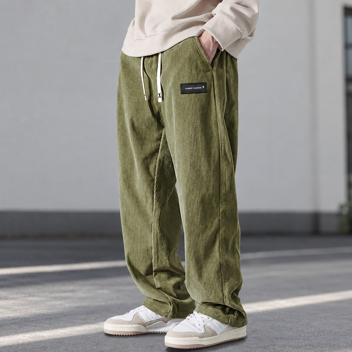 Stylish Pants for Men - Relaxed Fit with Drawstring Waist and Side Pockets