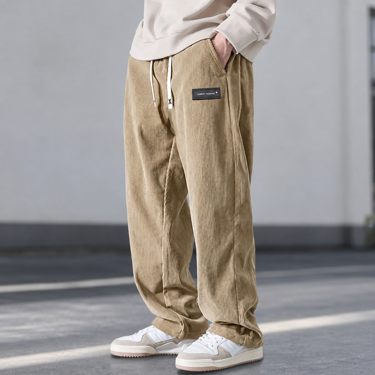 Stylish Pants for Men - Relaxed Fit with Drawstring Waist and Side Pockets