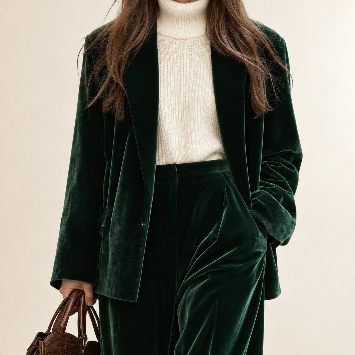 Suit Set Women Blazer and Wide-Leg Pants - Elegant Fit