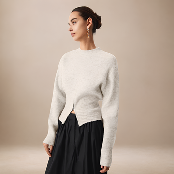 Sweater for Women - Half Zip, Long Sleeve, Regular Fit