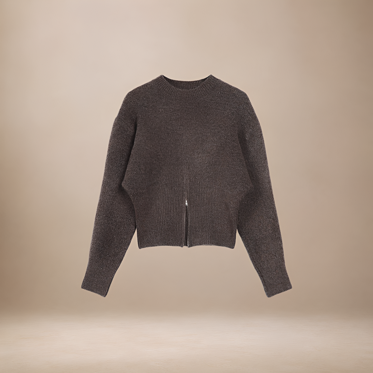 Sweater for Women - Half Zip, Long Sleeve, Regular Fit