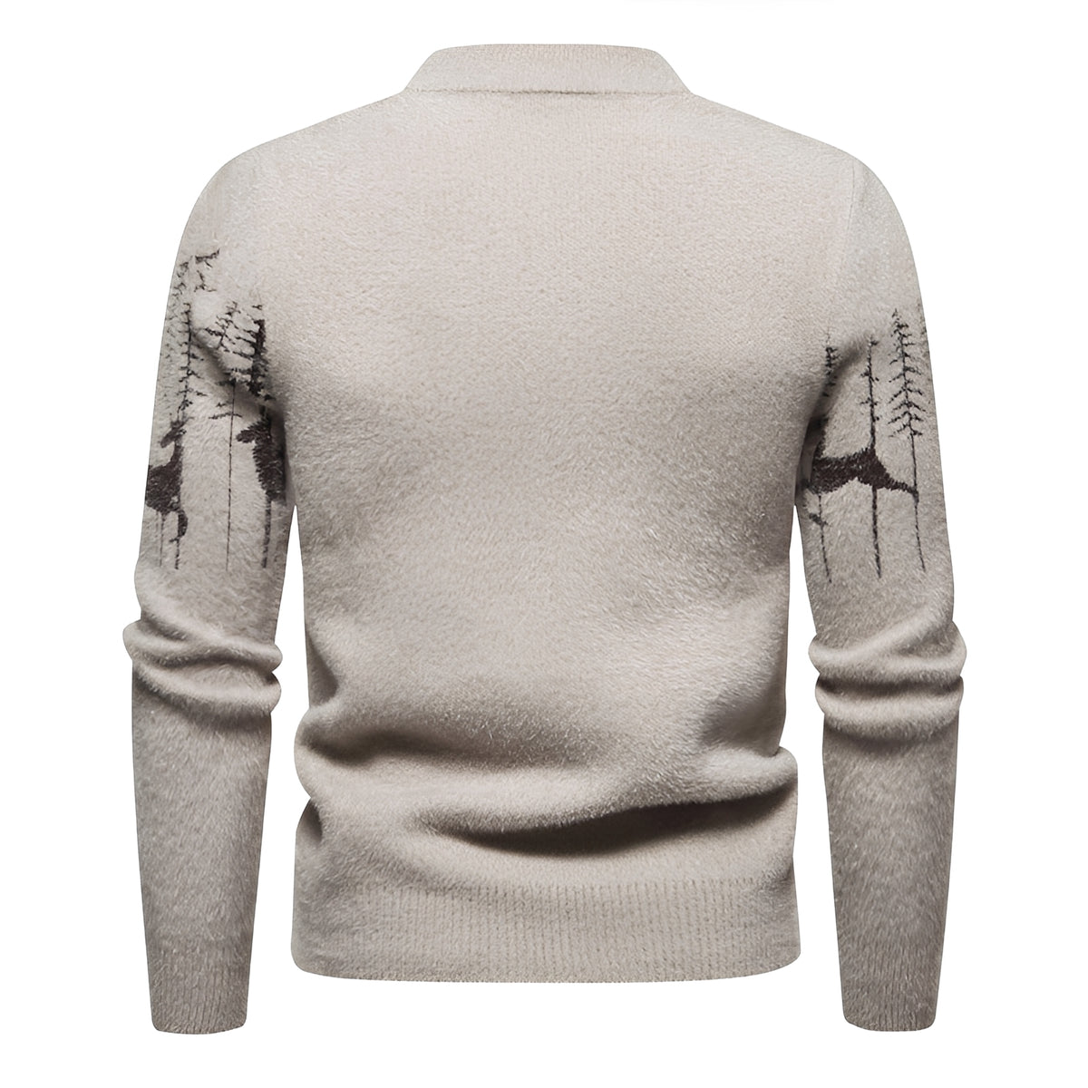 Sweater Men - Christmas Design, Deer and Forest Pattern, Regular Fit