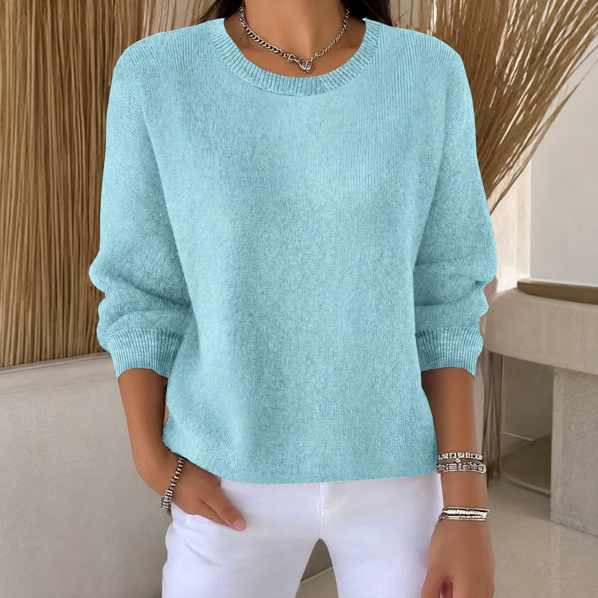 Sweater Women - Classic Crew Neck, Long Sleeve, Relaxed Fit