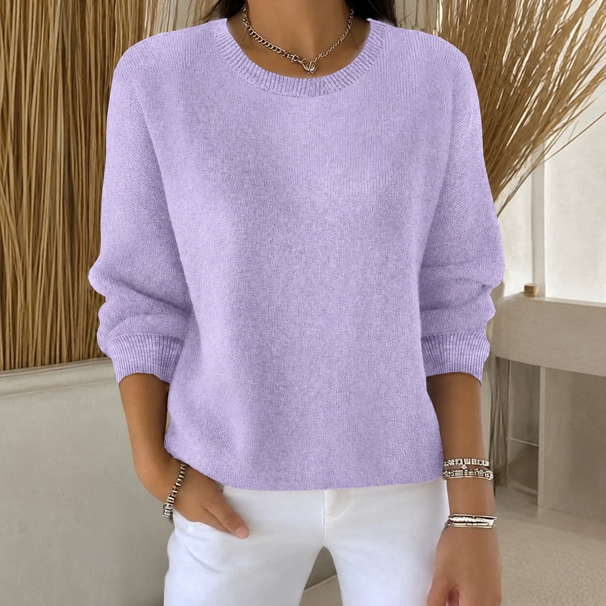 Sweater Women - Classic Crew Neck, Long Sleeve, Relaxed Fit