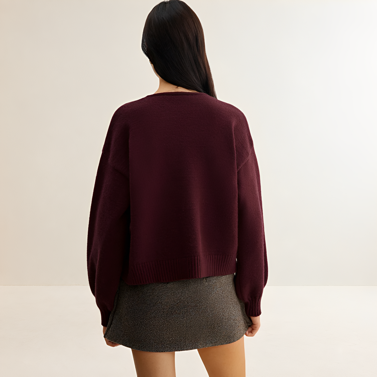 Sweater Women Lantern Sleeve Bow Detail Cardigan - Relaxed Fit