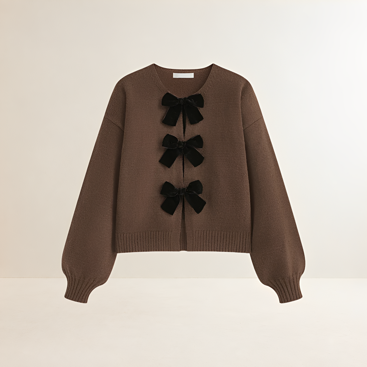 Sweater Women Lantern Sleeve Bow Detail Cardigan - Relaxed Fit