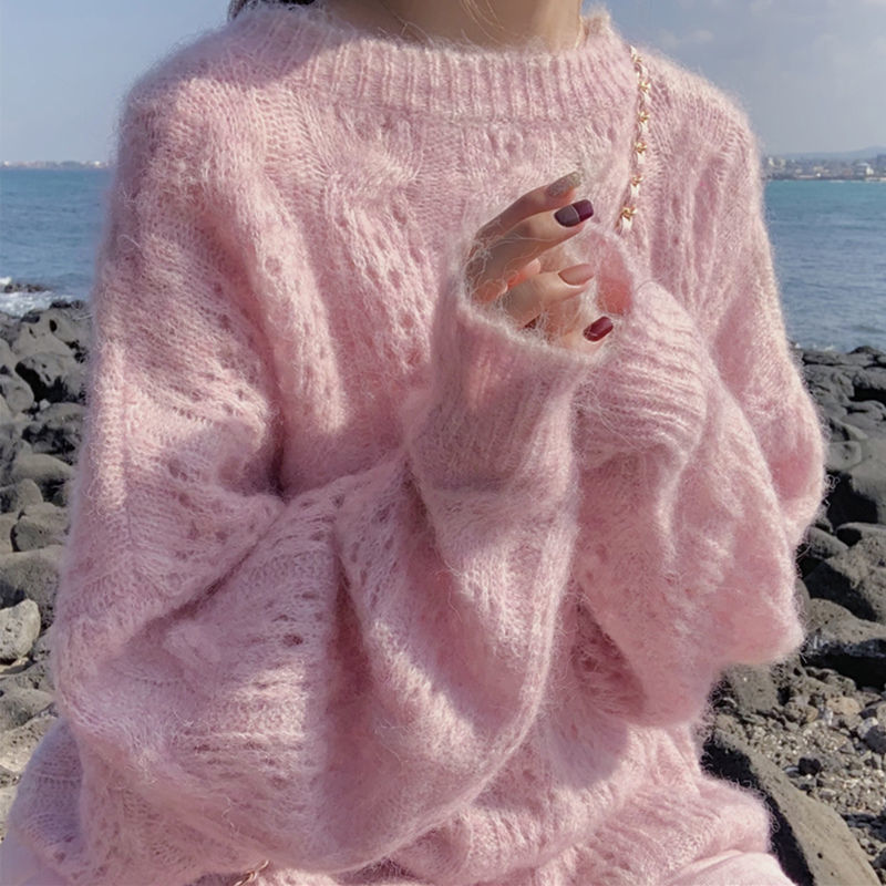 Sweater Women Oversized Design - Long Sleeve with Open Stitch Detail
