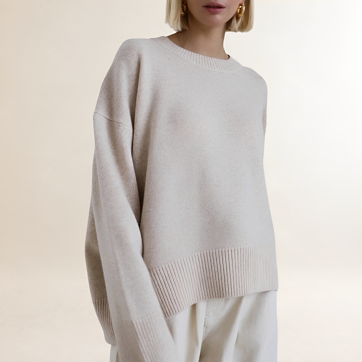 Sweater Women Oversized Fit Classic Crew Neck Long Sleeve