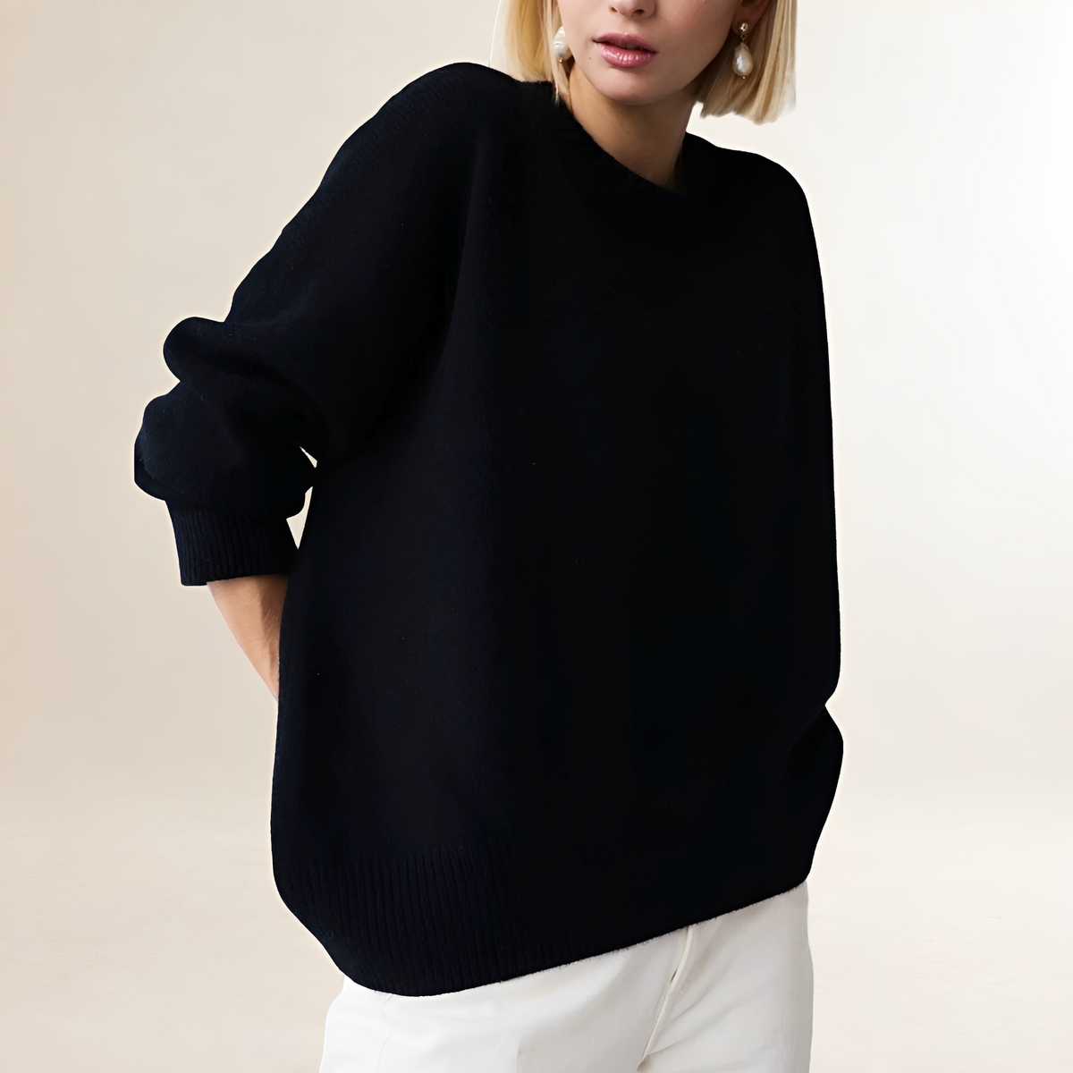 Sweater Women Oversized Fit Classic Crew Neck Long Sleeve