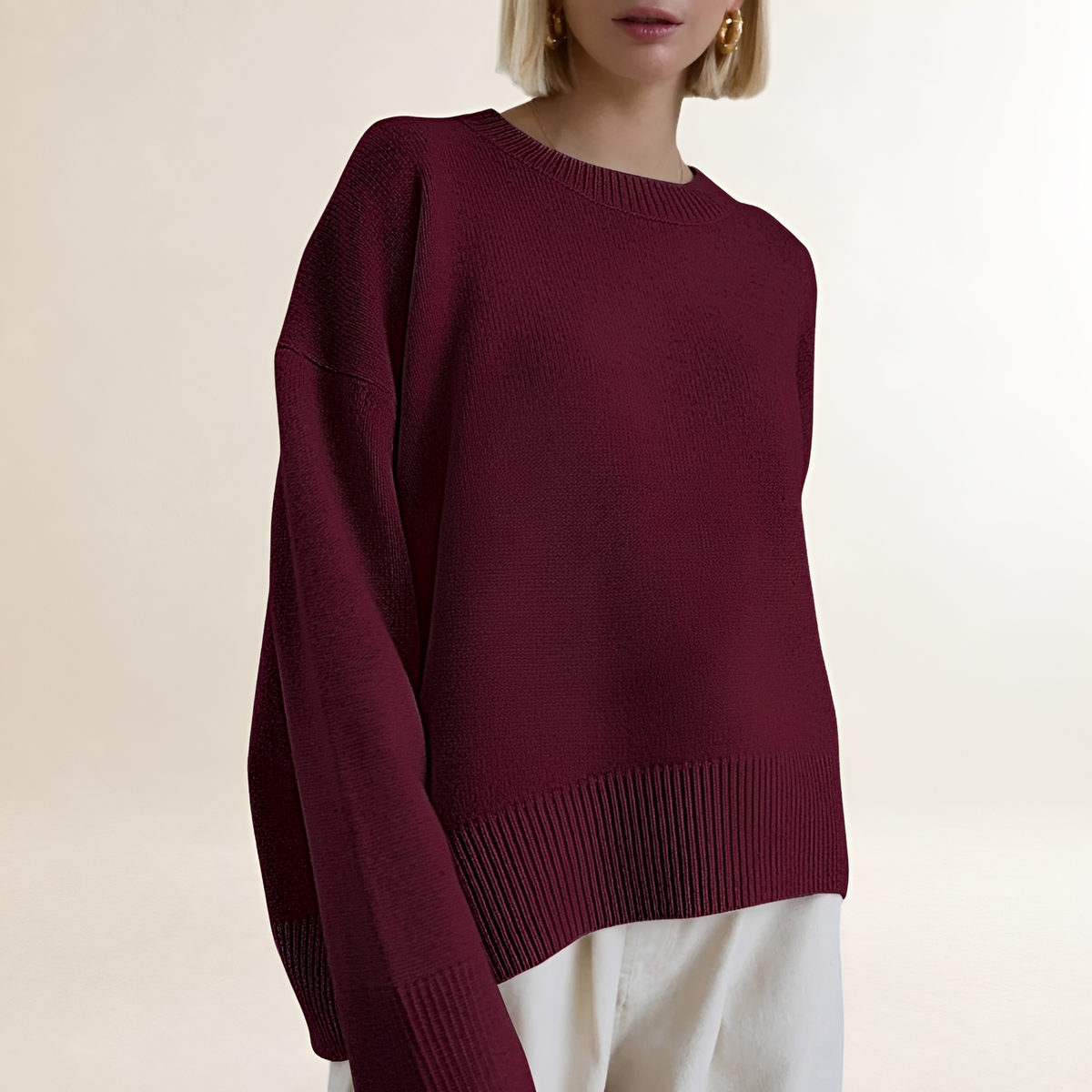 Sweater Women Oversized Fit Classic Crew Neck Long Sleeve