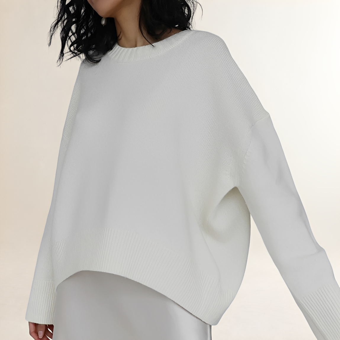 Sweater Women Oversized Fit Classic Crew Neck Long Sleeve
