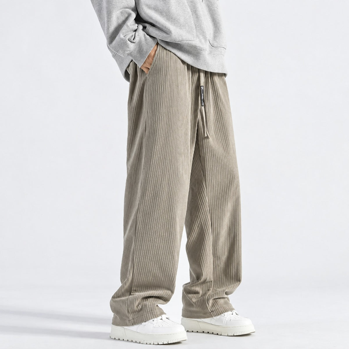 Sweatpants Men Loose Fit Drawstring Waist Wide Leg Casual Style