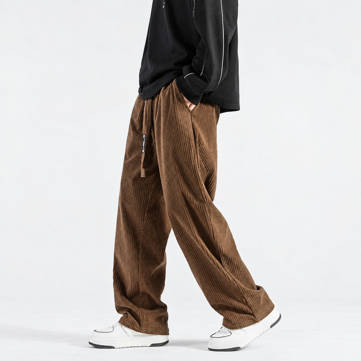Sweatpants Men Loose Fit Drawstring Waist Wide Leg Casual Style